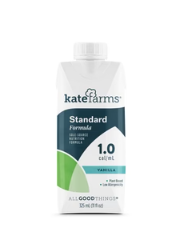 Kate Farms Standard Formula 1.0 calorie vanilla nutrition drink carton for tube feeding
