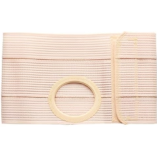Beige ostomy support belt with circular opening for medical device attachment