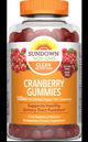 Bottle of Sundown cranberry gummies for urinary tract health, 75 count, gluten free