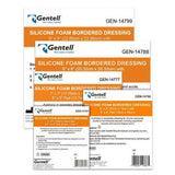 Assorted Gentell silicone foam bordered dressing boxes in various sizes for wound care.