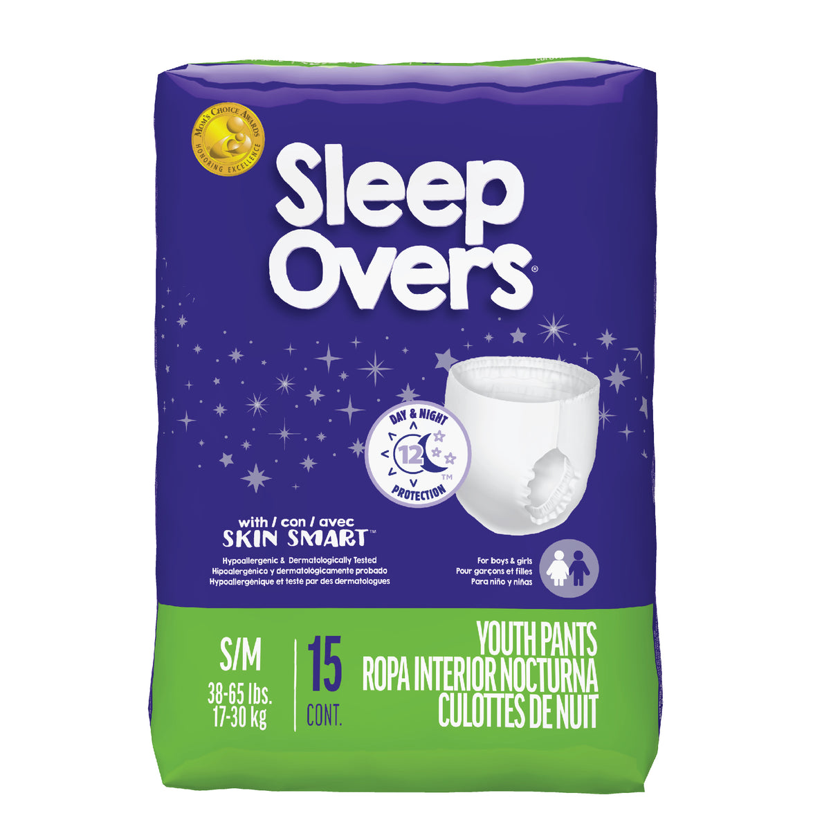 SleepOvers by Cuties, Bedwetting Incontinence Underwear for Girls and Boys, Small/Medium 38-65 lbs