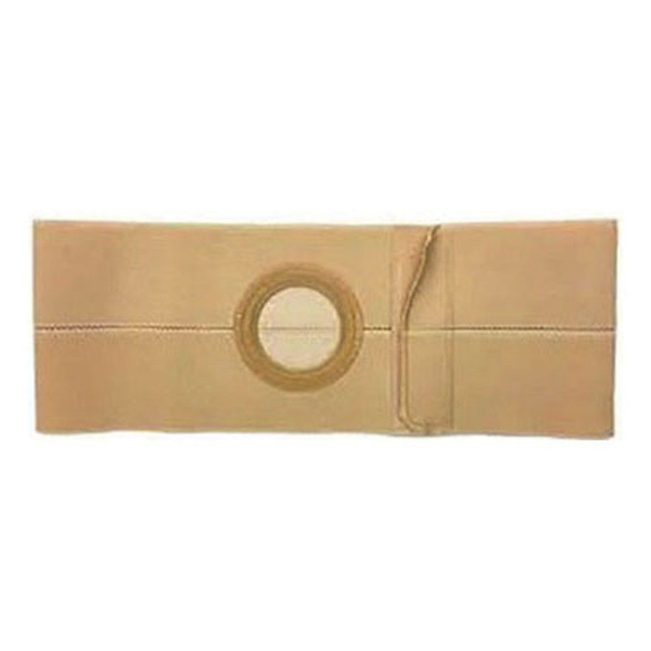 Beige medical support belt with center opening for hernia or prolapse support