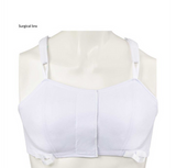 White surgical breast support bra with adjustable straps on mannequin torso