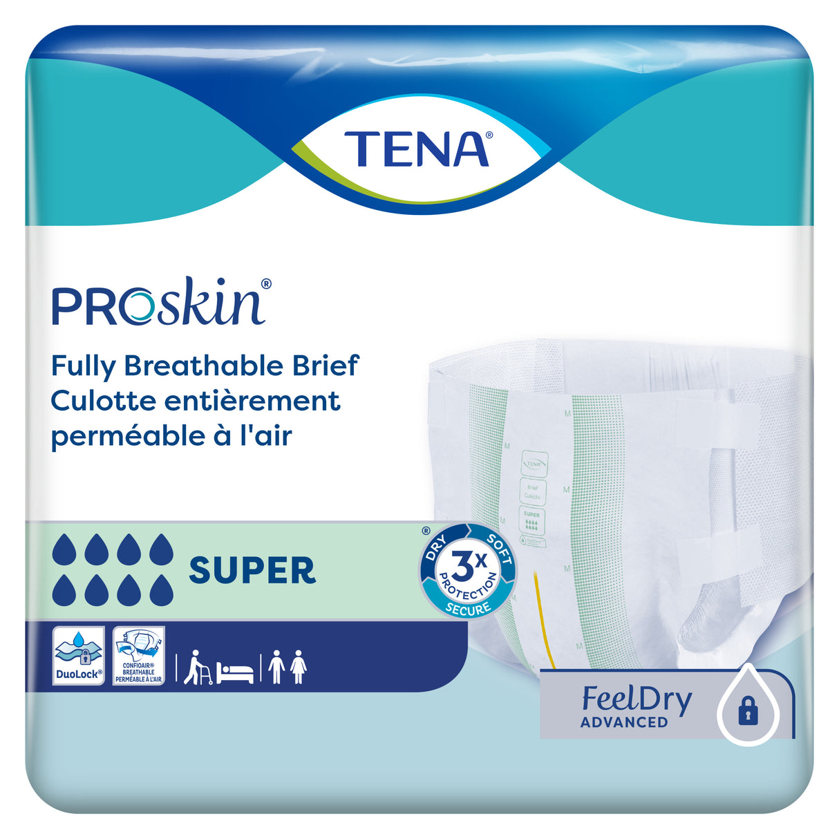 TENA ProSkin Super Incontinence Brief, Heavy Absorbency, Unisex, Medium
