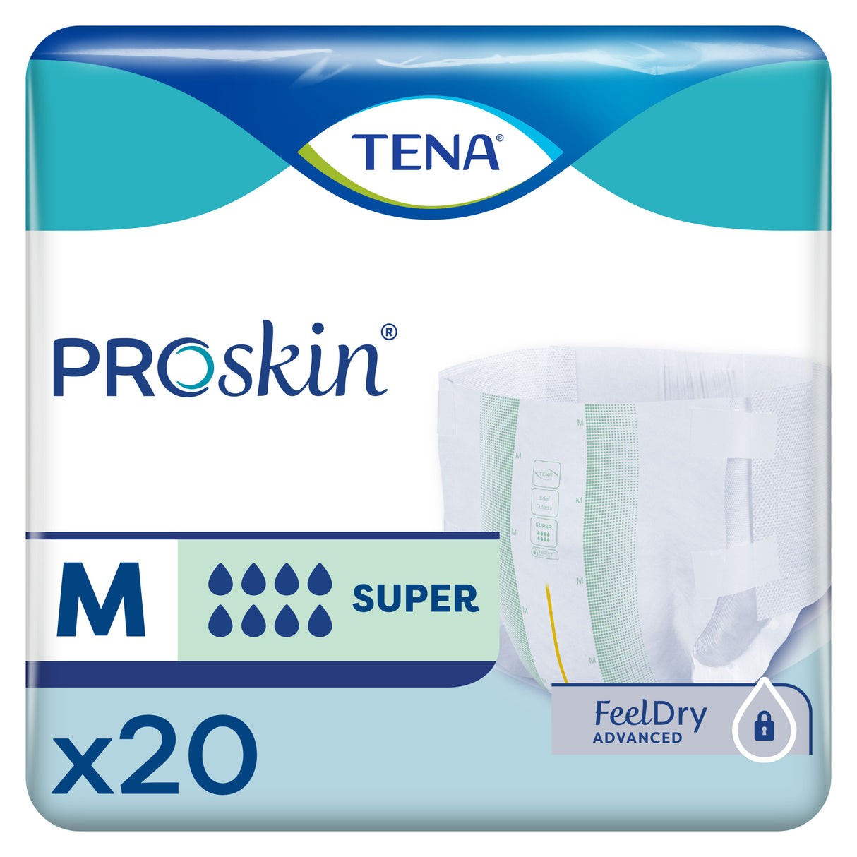 TENA ProSkin Super Incontinence Brief, Heavy Absorbency, Unisex, Medium