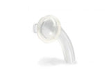 Clear plastic laryngeal tube medical device on white background