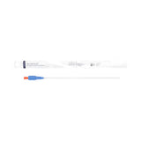 TruCath Swift pre-lubricated intermittent catheter with blue and orange tip, sterile packaging