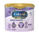 Enfamil NeuroPro Gentlease infant formula powder container for ages 0-12 months.