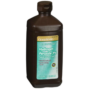 GoodSense hydrogen peroxide 3% topical solution bottle, 16 fl oz, medical antiseptic