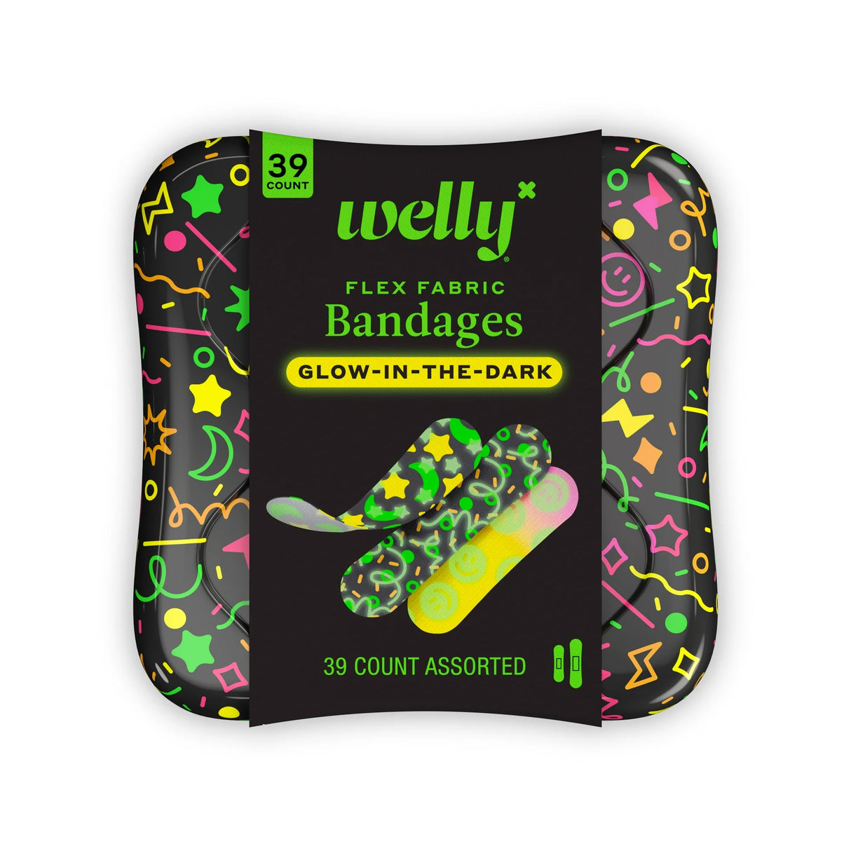 Welly Bravery Bandages, Glow In The Dark Flexible Fabric Bandages, 39 Ct.