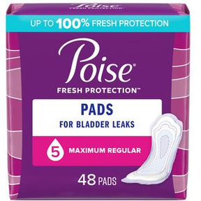 Poise pads for bladder leaks package, maximum regular absorbency, 48 count