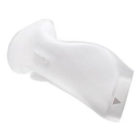 Transparent medical inhaler spacer chamber on white background