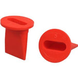 Red medical device vent caps for home healthcare supplies, isolated on white background