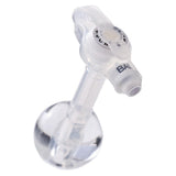 Close-up of a clear medical feeding tube with balloon tip for home care supplies