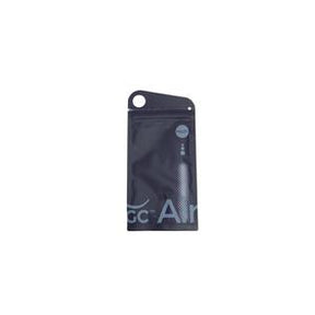 Black resealable pouch with a window displaying a medical device, white label text partially visible