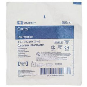 Covidien Curity cover sponges sterile medical gauze 4x3 packaging front