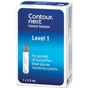 Contour Next Control Solution Level 1 box for blood glucose monitoring systems