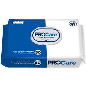 Procare Adult Washcloth, 12" X 8", Soft Pack