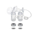 Double electric breast pump set with bottles, lids, and tubing for home medical use