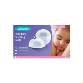 Box of Lansinoh Stay Dry Nursing Pads with baby sleeping on the packaging, medical supplies