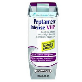 Peptamen Intense VHP unflavored medical nutrition drink carton, 250ml, peptide-based formula