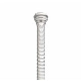 White medical supply tube with a ribbed flexible design on a plain background