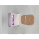 Medical adhesive barrier patch next to Safe n Simple box on white background