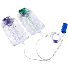 Dual medical drainage bags with measuring marks and tubes for home medical care
