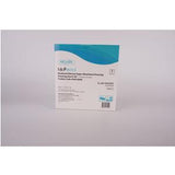 Medical silicone super absorbent dressing box with blue wave design on white background