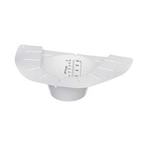 White plastic urine collection hat with measurement markings for medical use