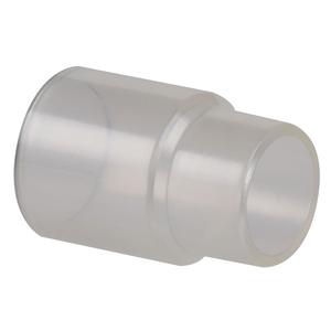 Transparent plastic tubing connector for medical supplies, isolated on white background