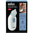 Braun nasal aspirator for babies, product packaging with device and usage photo
