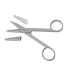 Accu-edge replacement blades and sharp blunt scissors for medical use on white background