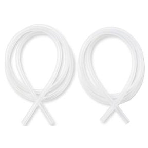 Two coiled clear medical tubing sets on a white background, home medical supplies
