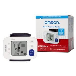 Wrist blood pressure monitor with digital display and product packaging for home health care