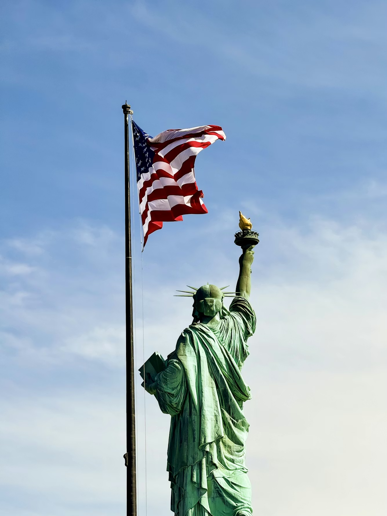 Statue of Liberty and American flag