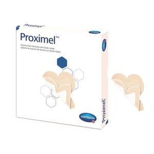 Proximel silicone foam wound dressings in retail packaging with dressings displayed