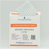 Simpurity super absorbent wound dressing pad, 2x2 inch, sterile medical supply.