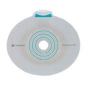 Ostomy barrier with adhesive, pre-cut stoma opening, medical supply product