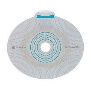 Ostomy barrier with adhesive, pre-cut stoma opening, medical supply product