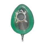 Green medical oxygen mask with clear valve for respiratory support and home care