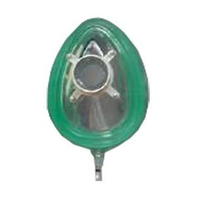Green medical oxygen mask with clear valve for respiratory support and home care