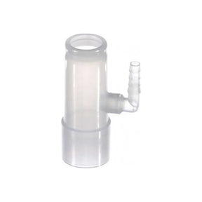 Clear plastic medical tubing adapter with side port for respiratory equipment