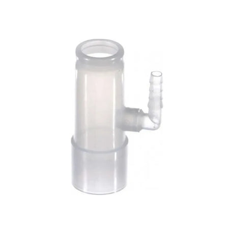 Clear plastic medical tubing adapter with side port for respiratory equipment