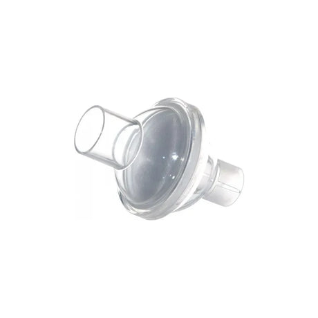 Clear plastic in-line bacterial viral filter for respiratory and CPAP therapy
