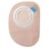 Transparent closed ostomy pouch with coupling ring and adhesive area, medical supply