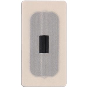 Medical adhesive patch with sensor on white background, essential medical supply