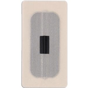 Medical adhesive patch with sensor on white background, essential medical supply