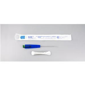 Sterile medical needle with blue handle and individual packaging for home care use