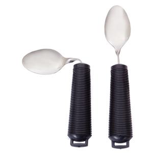 Adaptive spoons with large black handles for individuals with limited grip strength